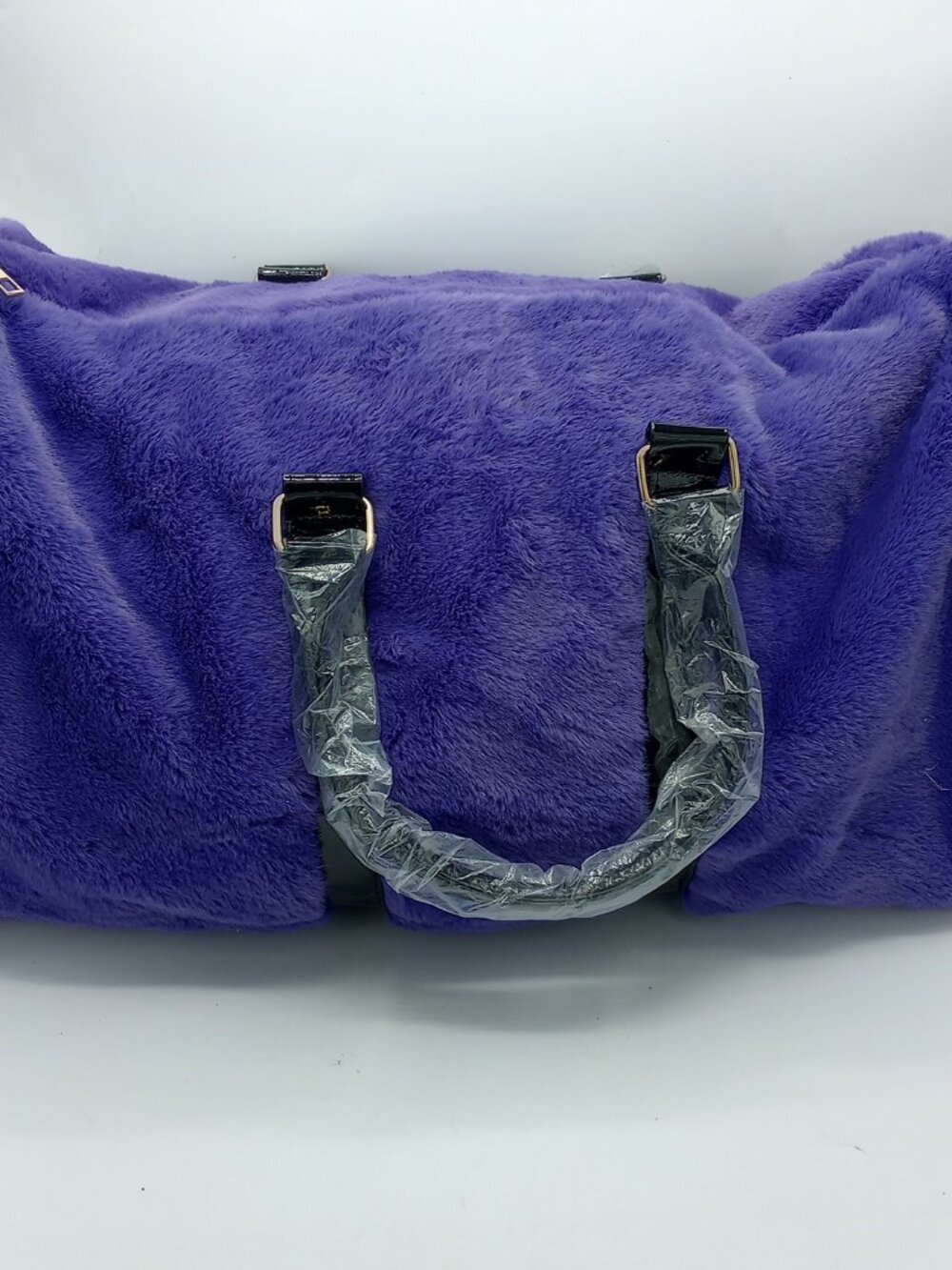 Olivia Miller Alyssa Purple Faux Fur Duffel Bag XL Weekender NWT Soft Plush